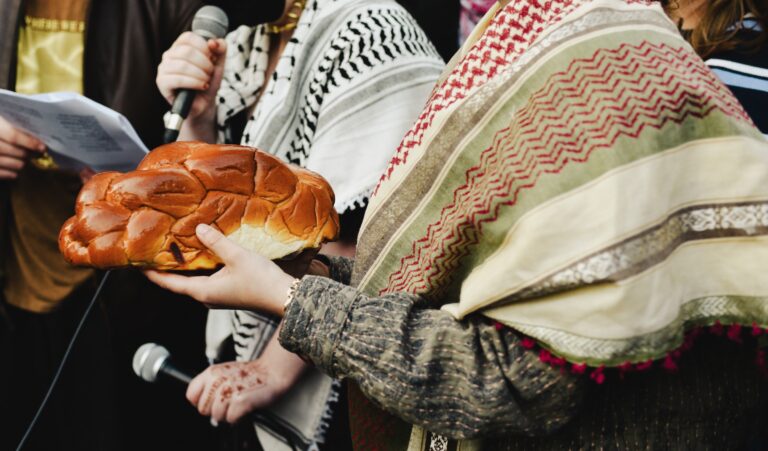 materials of solidarity bread and keffiyeh